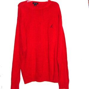 Nautica Red Long Pullover Sweater Men's XL